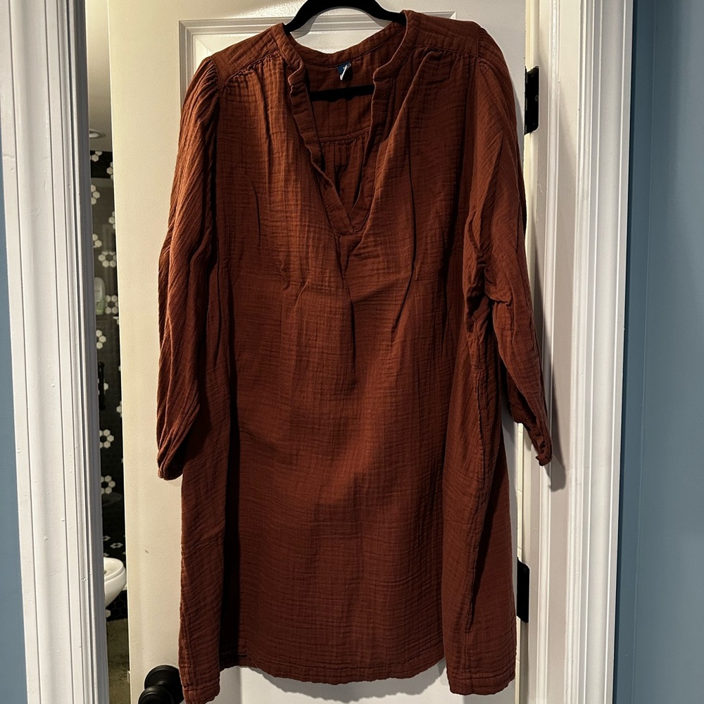 Rust Textured Long Sleeve Tunic